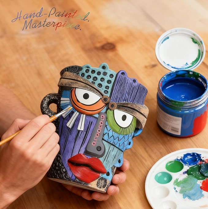 Abstract Face Planter Pots for Plants, Hand-Painted Colorful Flower Pots - Image 5