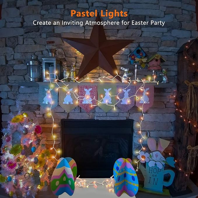 BrizLabs Pastel Easter Lights, 34.8ft 150 Count Pastel Lights Connectable - Image 6