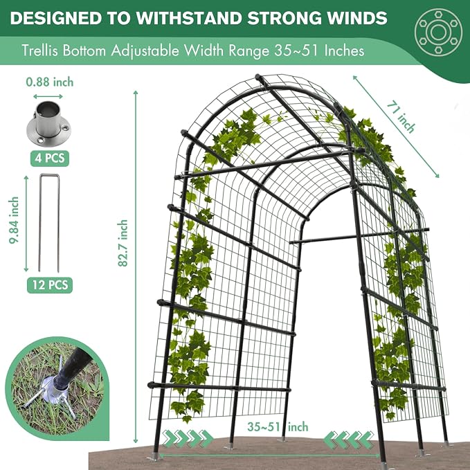 Garden Arch Trellis 7FT Extra Tall Polyethylene-Coated Stainless Steel Garden - Image 4