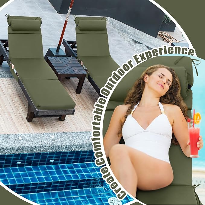 Wenqik 2 Pcs Outdoor Chaise Lounge Cushion - Image 5