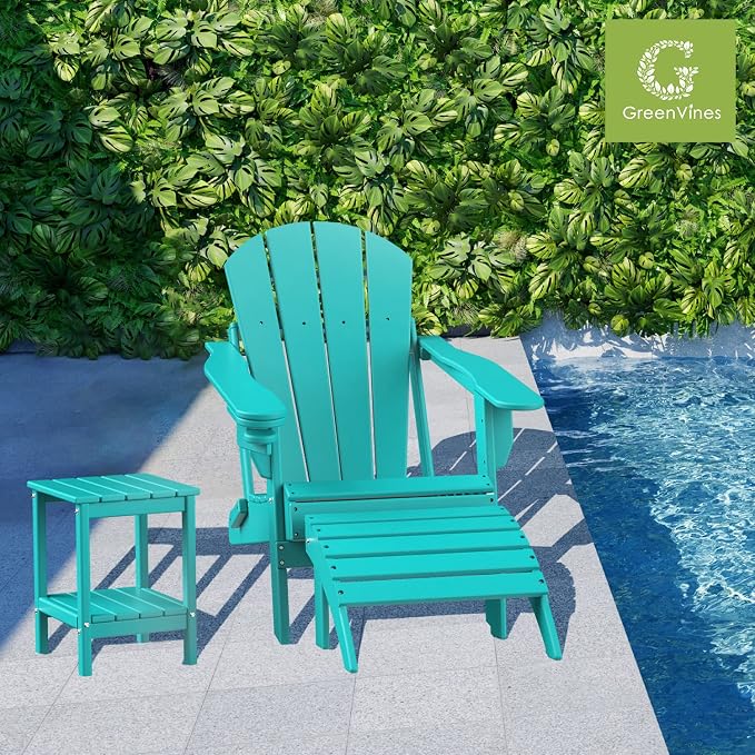 GREENVINES Adirondack-Outdoor-Side-Table | Set of 2 | 14 x 13 Inches | HDPE - Image 2