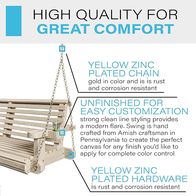 Porchgate Amish Heavy Duty 800 Lb Roll Comfort Treated Porch Swing W/Chains - Image 3
