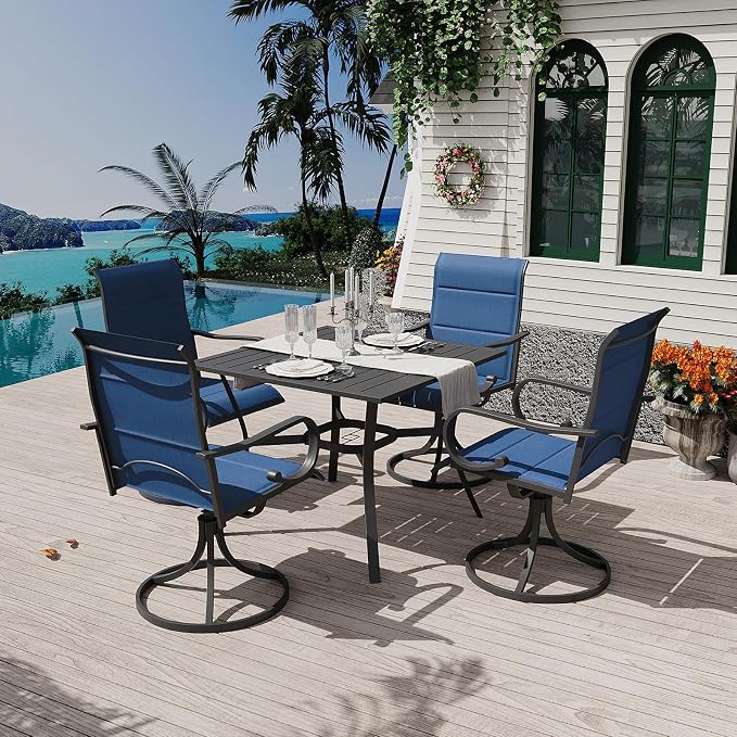 MELLCOM 5 Pieces Outdoor Dining Set, 4 Swivel Rocker Chairs by MELLCOM