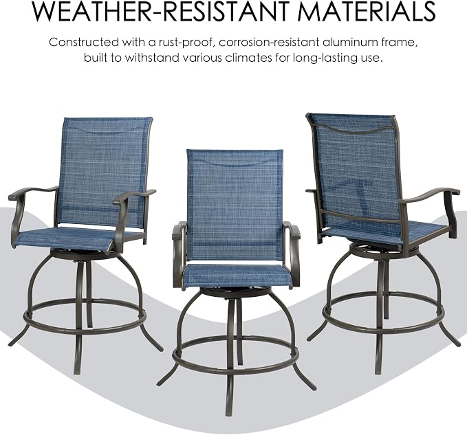 Kozyard Isabella Outdoor Swivel Bar Stools, Counter Height Patio Swivel Chairs - Image 5