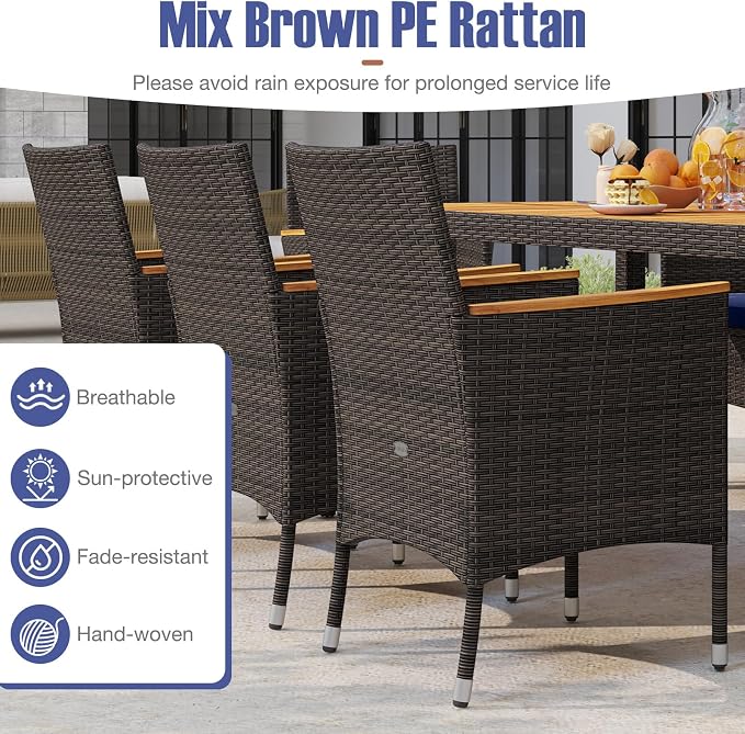 Tangkula 9 Pieces Rattan Outdoor Dining Set - Image 5