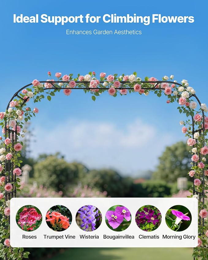 VEVOR Garden Arbor, 94.5 x 98.5 x 15.8 in Metal Archway, Sturdy Outdoor Trellis - Image 2