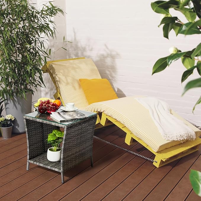 Outvita Outdoor Side Table, Rattan Coffee Table Small End Table - Image 7