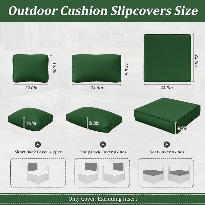 14 Pcs Outdoor Cushion Slipcovers Outdoor Patio Cushion Covers Replacement - Image 3