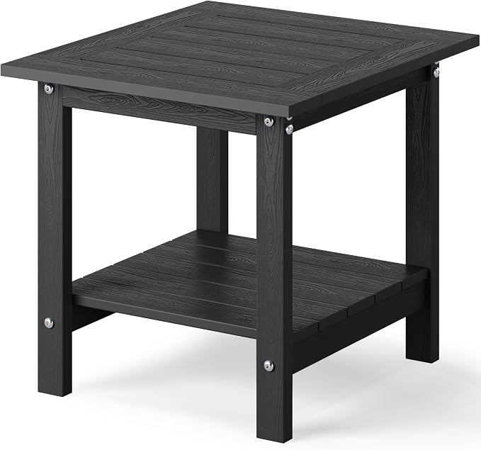 YEFU Outdoor Side Table for Patio: 16x16 in HIPS Square Outdoor End Table by YEFU