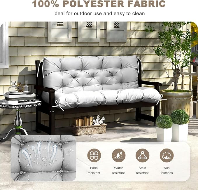 Porch Swing Cushion with Backrest, Waterproof Bench Cushion - Image 2