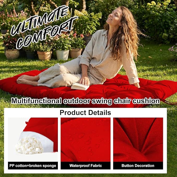 Waterproof Porch Swing Cushion Replacement, 2–3 Seat Swing Seat Cushion - Image 3