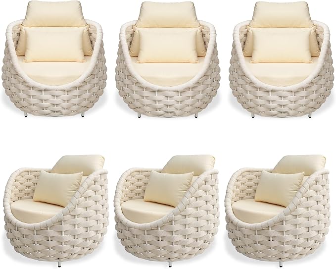 TWT 6 Pieces Patio Sofas, All-Weather Olefin Rope Balcony Furniture by TWT