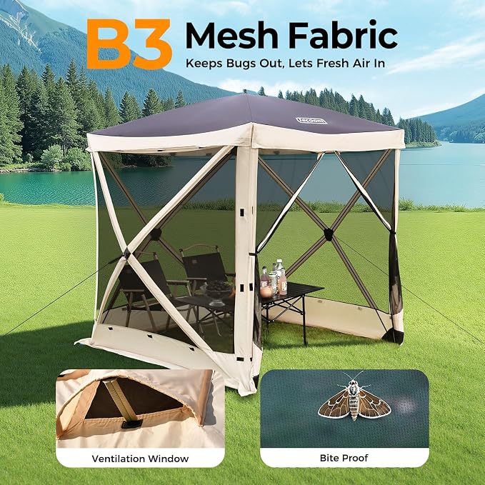 Tecoom 6x6ft Pop Up Gazebo Tent, 4-Sided Canopy Shelter Tent - Image 2