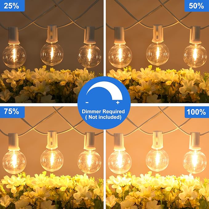 100ft Outdoor G40 LED Globe String Lights Dimmable Shatterproof Waterproof - Image 3