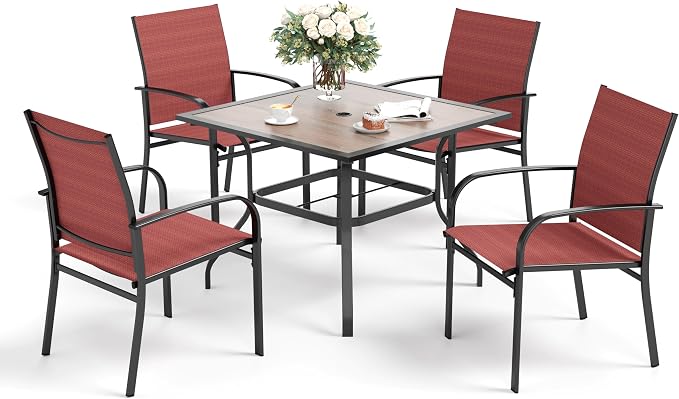 5 Piece Patio Dining Set for 4, Outdoor Table and Chairs Set for Lawn, Backyard - Image 8