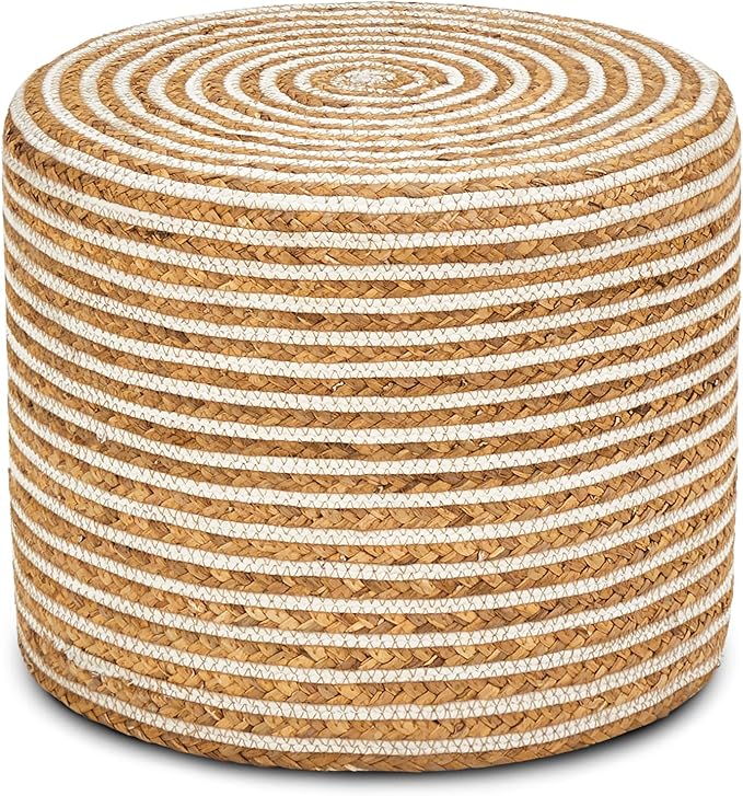 Wimarsbon 18'' Ottoman Pouf, Natural Braided Poof, Rustic Handweave Lounge by Wimarsbon