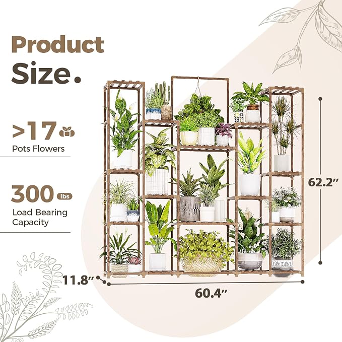 Bamworld Plant Shelf Indoor Hanging Plant Stand Outdoor Large Plant Shelves - Image 4