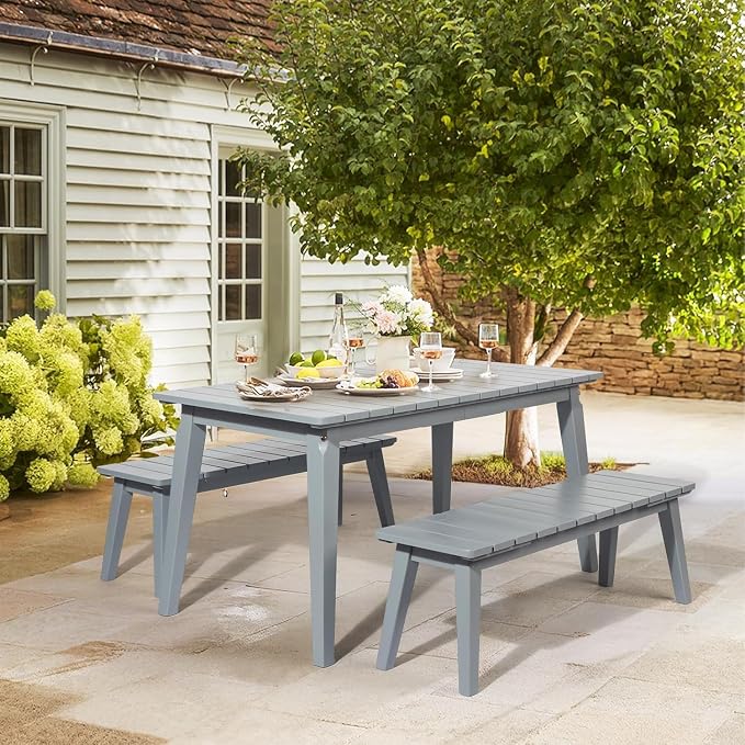 VINGLI Outdoor Dining Set with 2 Benches - Image 2