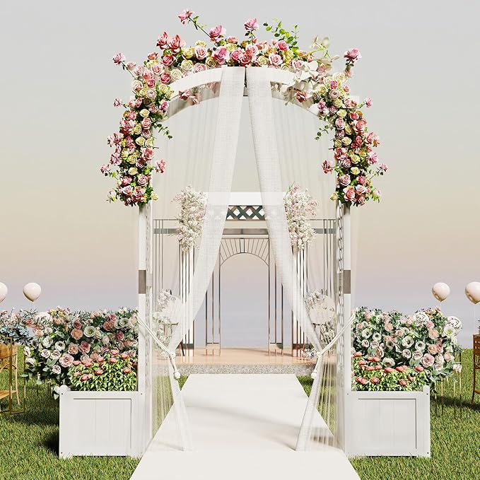 Giantex Garden Arbor with Planter Boxes, Wooden Arch with Trellis and Raised - Image 3
