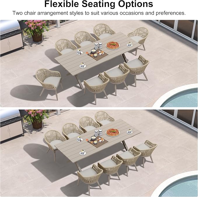 PURPLE LEAF 9 Piece Longer Patio Dining Set - Image 5