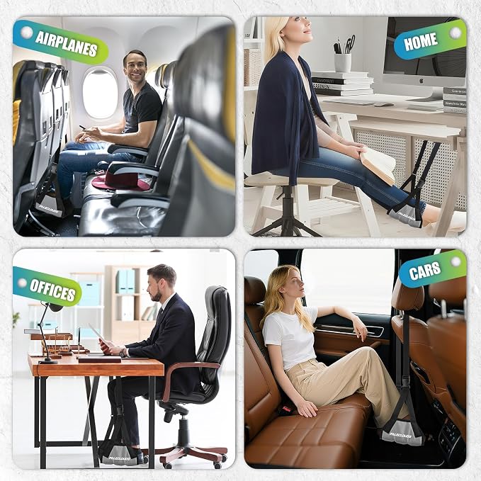 Foot Hammock for Plane Travel, No Collapse Thickened Bamboo Airplane Foot Rest - Image 7