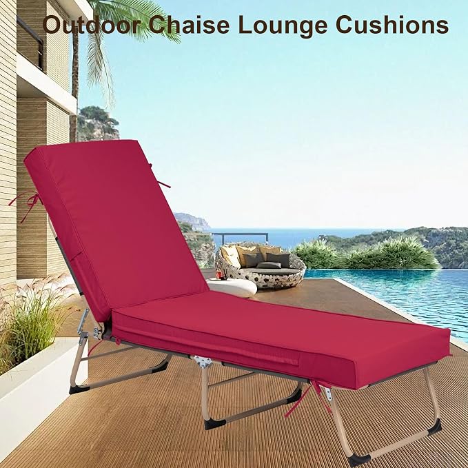Outdoor Chaise Lounge Cushions, 4 Inch Thick Waterproof Fade Resistant Patio - Image 6