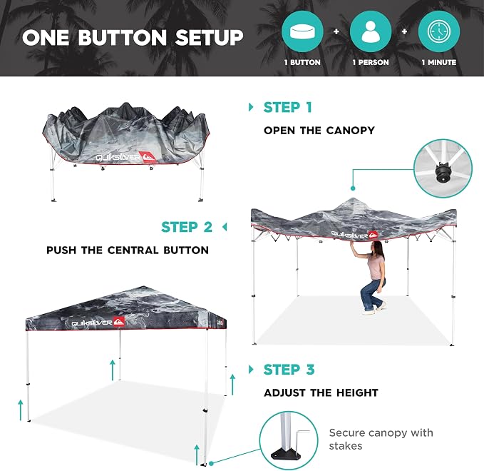 Quiksilver 10x10 Pop Up Canopy – UPF 50+ Outdoor Beach Tent - Image 3