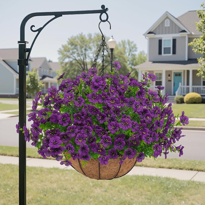 Artificial Faux Hanging Plants Flowers Basket by Tiabean