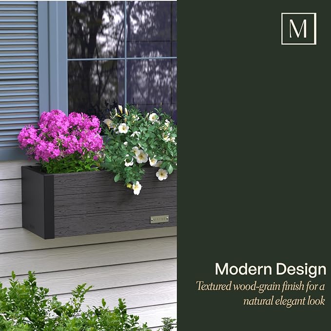 Mayne Horizon 5FT Window Box Planter – Modern Rectangular Faux Wood Grain Design - Image 8