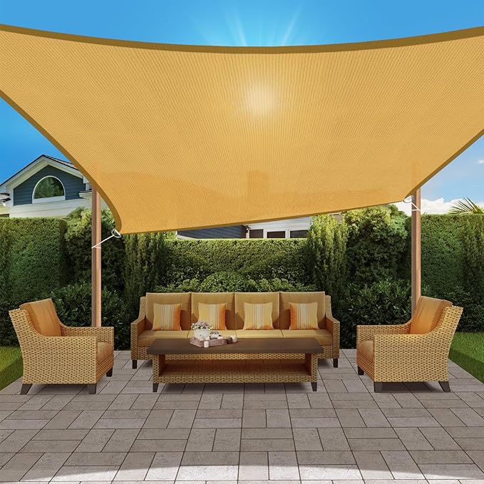 HappyTrends Sun Shade Sail, Heavy Duty UV Protection Beach Shade Canopy Wind by HappyTrends