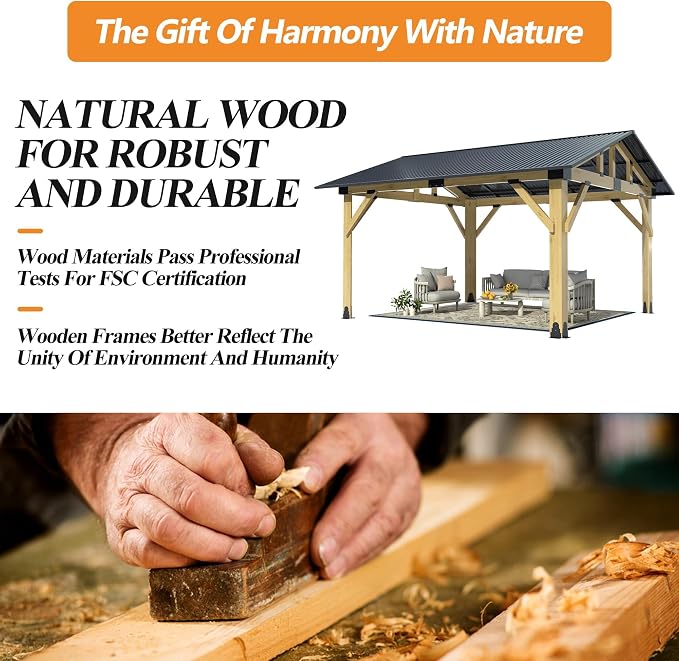 COVERONICS 11’x13’ Outdoor Wood Gazebo - Image 3