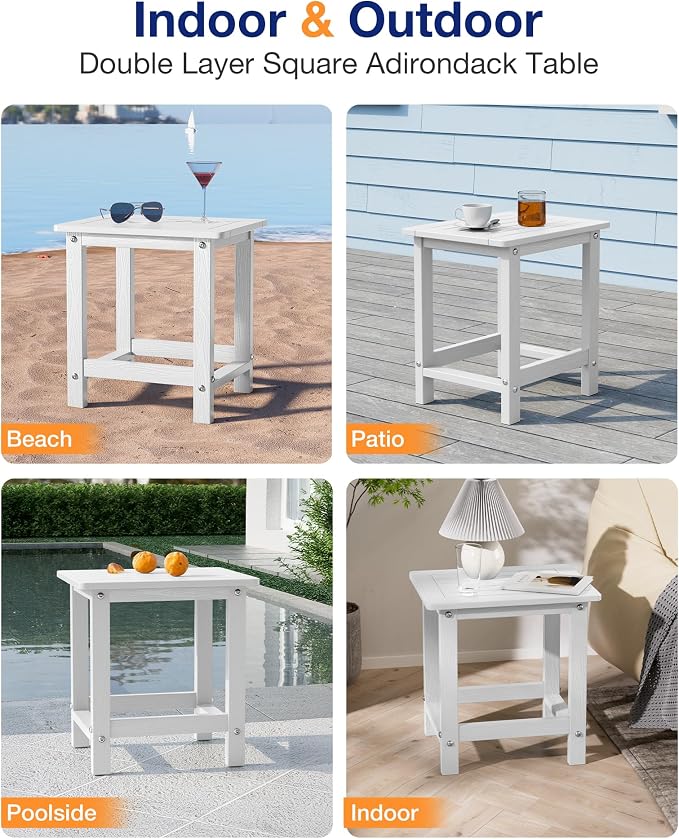 YEFU Outdoor Side Table for Patio: 16" HIPS Weather - Image 7