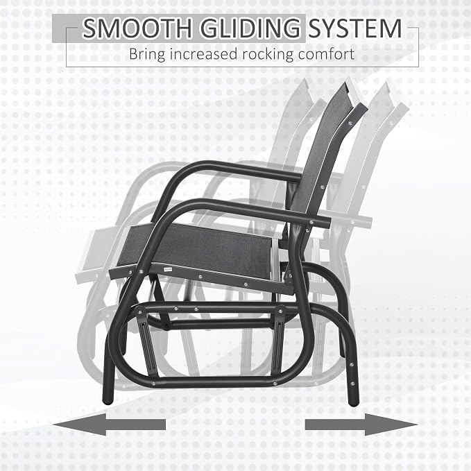 Outsunny Porch Glider, Metal Frame Swing Glider Chair - Image 4