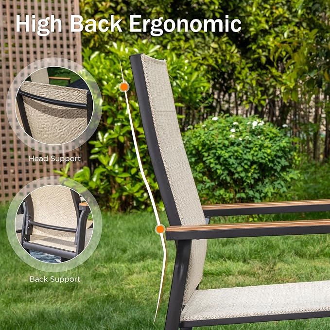 PHI VILLA 9PCS Outdoor Table and Chairs Set, Outdoor Furniture, Stackable - Image 3