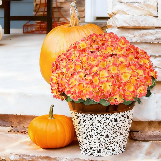 Artificial Fall Flowers for Outdoors, 6 Bundles Realistic Silk Fake Geraniums - Image 8