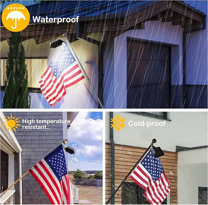 Solar Flag Pole Light, Bright White 6000k Flagpole Light Upgrade Solar Powered - Image 4