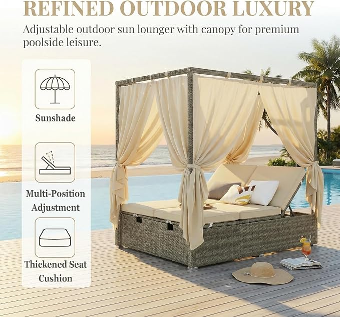 Harper & Bright Designs Adjustable Outdoor Sun Lounger - Image 4
