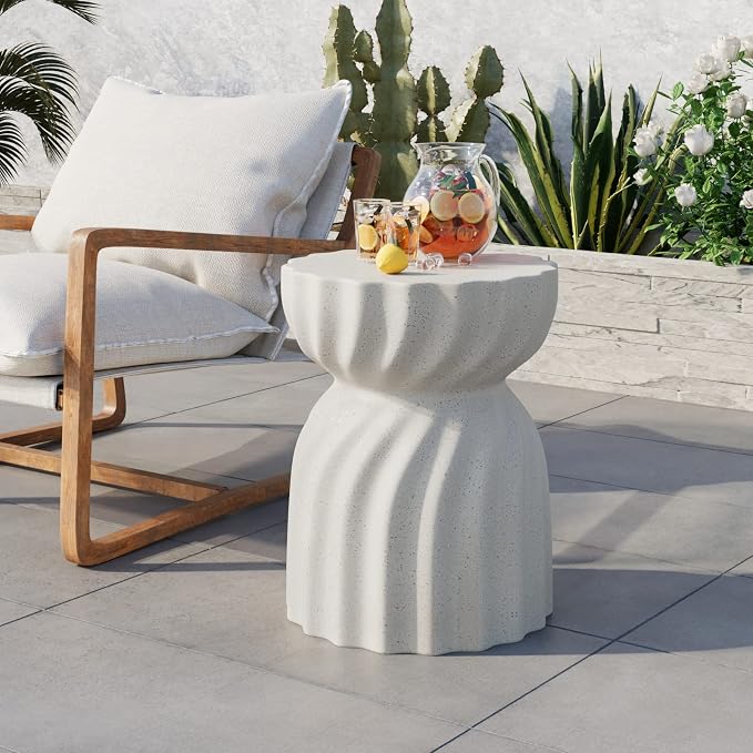 COSIEST Set of 2 Outdoor Side Table, Patio End Accent Table, Modern Stool Table - Image 3