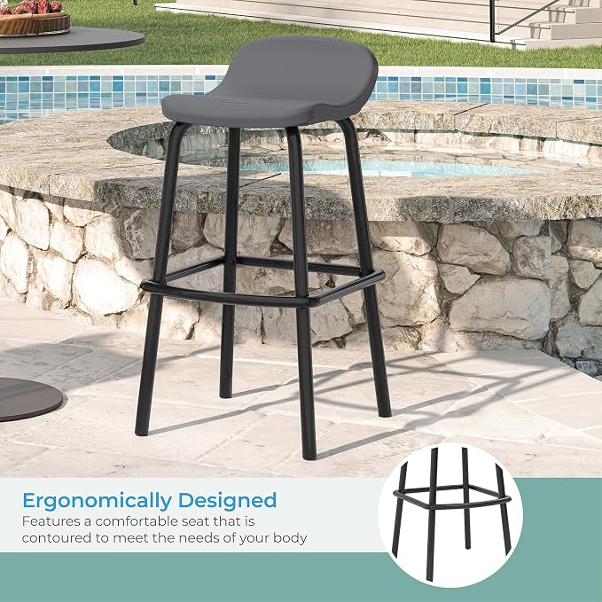 Suncast Outdoor Modern Resin Patio Bar Stools - Image 5