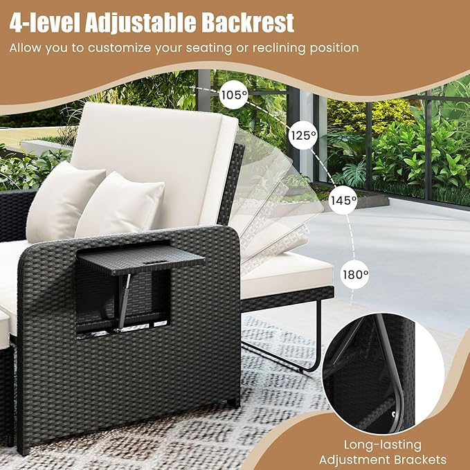 HAPPYGRILL Patio Rattan Wicker Daybed - Image 4