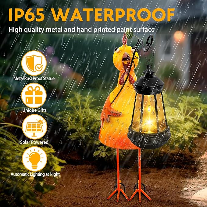 Garden Decor Chicken Solar Statues, Unique Garden Statues Chicken - Image 6