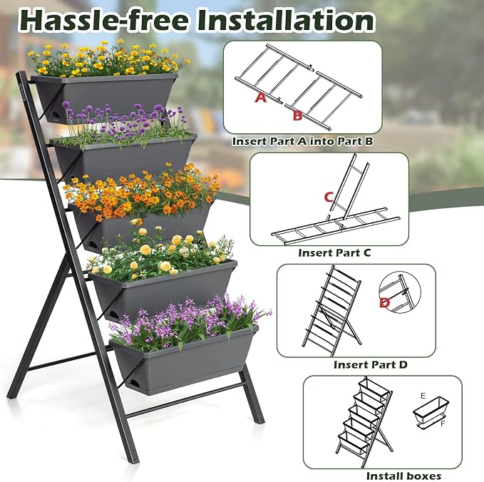 COSTWAY Vertical Raised Garden Bed, 5 Tier Planter Box - Image 3