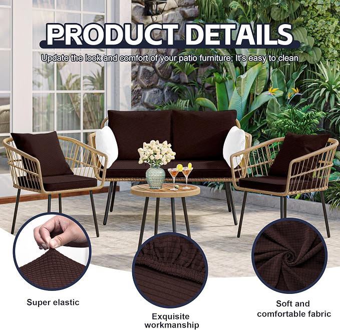 8Pcs Patio Cushion Covers, Outdoor Cushions Covers, Stretch Cushion Covers - Image 3