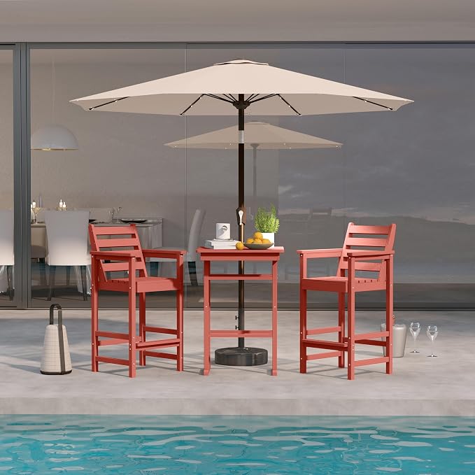 5-Piece Bar Height Adirondack Chairs and Table Set, Outdoor Patio Bar Set - Image 7