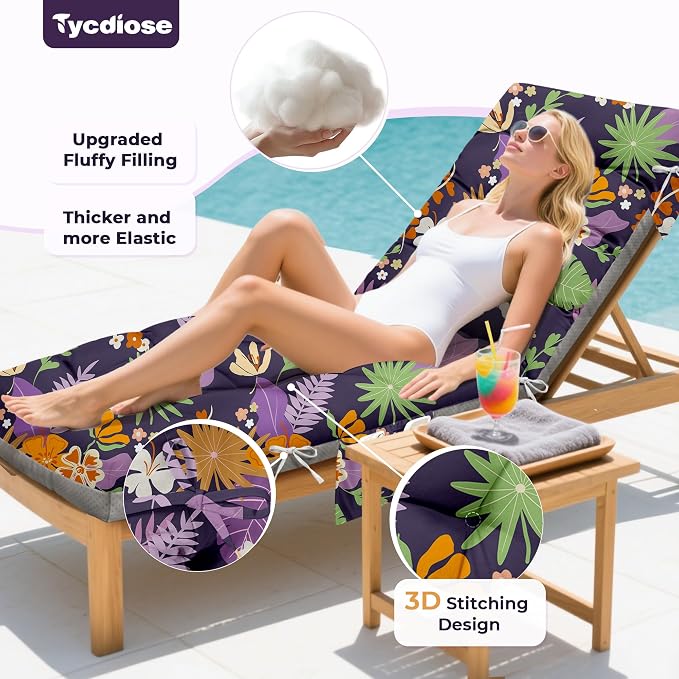 Outdoor Chaise Lounge Chair Cushion, Non-Slip Patio Lounge Chair Cushions - Image 2