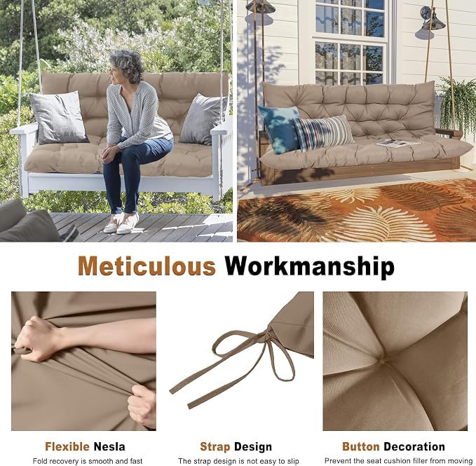 2-3 Seat Swing Replacement Cushion, Outdoor Bench Cushions - Image 4
