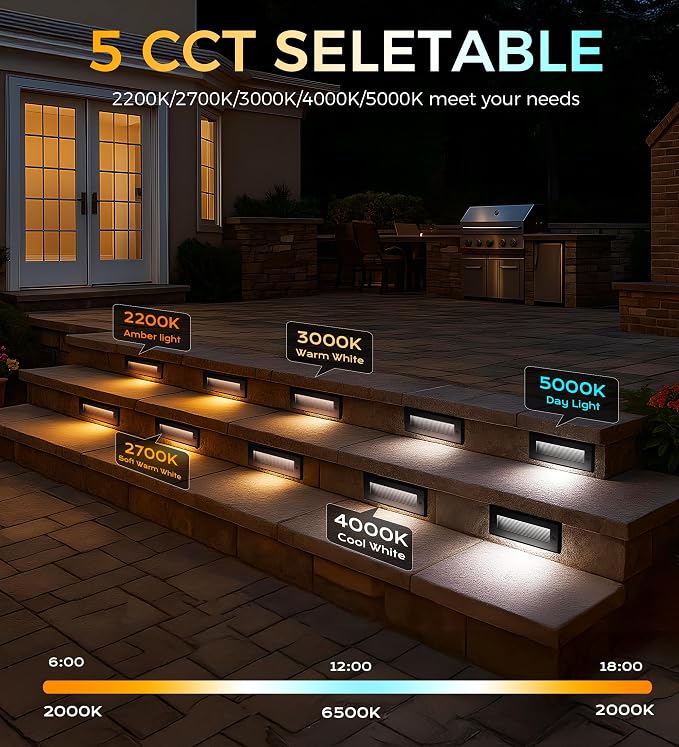 Cloudy Bay 9 Inch 5CCT Low Voltage LED Outdoor Step Lights 12V-15V 3W/5W - Image 3