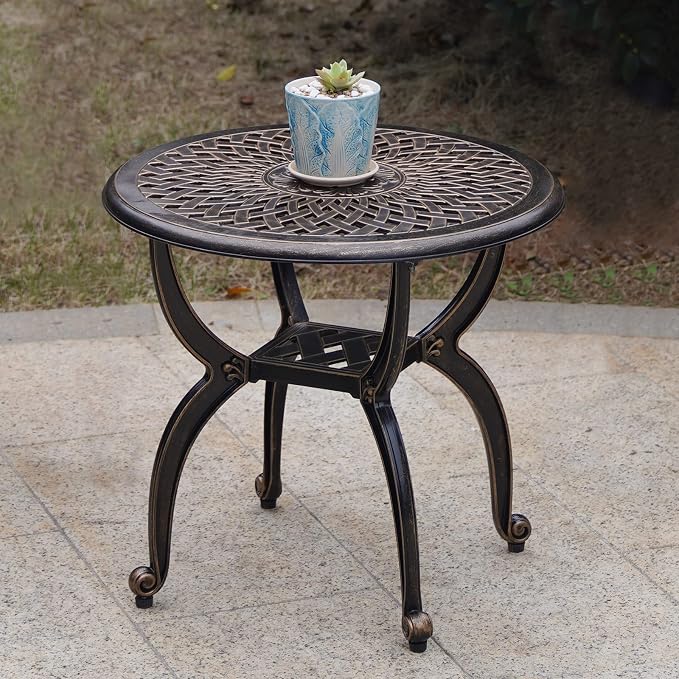 C/G Outdoor Side Tables, Cast Aluminum Patio End Tables, Anti-Rust Coffee Table - Image 6