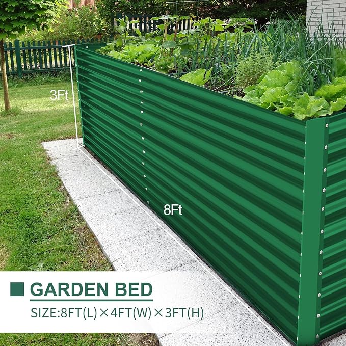 Land Guard 8x4x3ft Rectangular Galvanized Raised Garden Beds, Large-Capacity - Image 4
