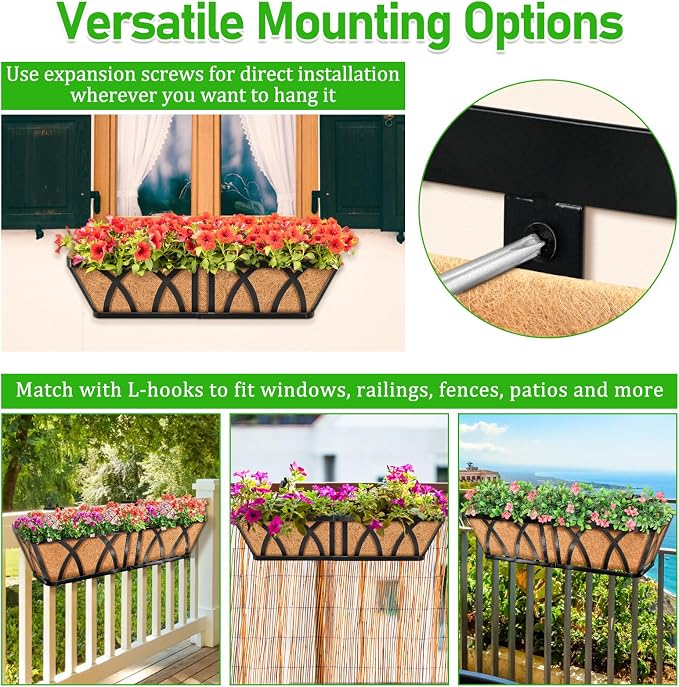 Riare 2 Pack 24 Inch Metal Railing Planter Window Box - Image 5